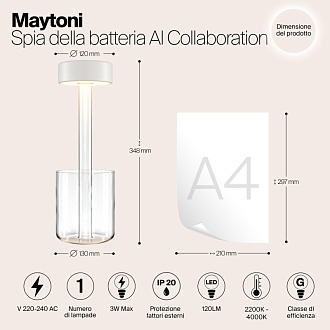 Настольная лампа 12*34,8 см, LED, 3W, 4000К, Maytoni AI Collaboration MOD229TL-L3W3K1 прозрачный