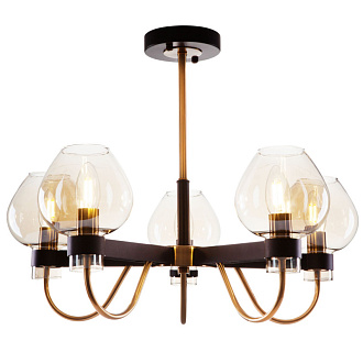 Люстра Tara FR5028PL-05B, диаметр 58 см, черный-янтарный