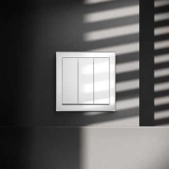 Выключатель встраиваемый Voltum S70 трехклавишный 10А, белый  пластик  VLS030101