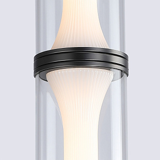 Подвесной светильник 16,5*180 см, 20W, Favourite Bones 4245-2P матовый черный, стекло дымчато-серого цвета и белый акрил