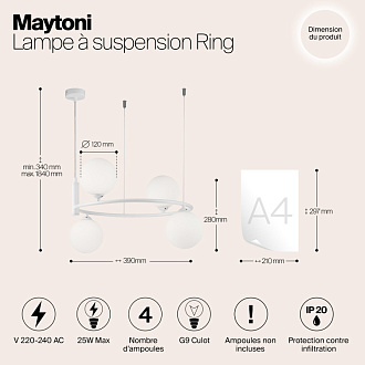 Подвесная люстра Maytoni Ring MOD013PL-04W, белый