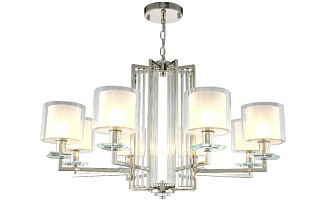Люстра 86 см, Crystal Lux NICOLAS SP-PL8 NICKEL/WHITE никель/прозрачный