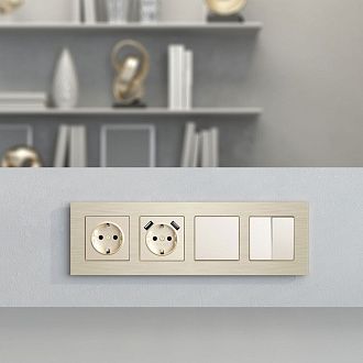 W0043511 Рамка на 4 поста  AluMax, шампань Werkel, 4690389204128