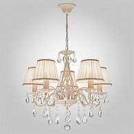 Люстра с хрусталем 62 см Eurosvet Amelia 10054/5 белый с золотом/прозрачный хрусталь Strotskis