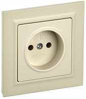 BRITE Розетка 1-местная без заземления без защитных шторок 10А в сборе РСР10-1-0-БрКр бежевый IEK