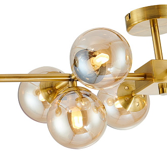 Люстра Favourite Varietas 2649-10U, L810*W430*H235, латунь, плафоны из выдувного стекла янтарного цвета