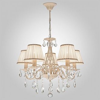 Люстра с хрусталем 62 см Eurosvet Amelia 10054/5 белый с золотом/прозрачный хрусталь Strotskis