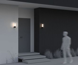 Уличный настенный светильник 27 см, 8W, 3000K, Maytoni Lit O593WL-L8B3K, черный