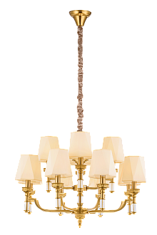 Люстра Ø850 x H550(1200), мм, 12*40W (480W), BRASS(Латунь) NewRgy 8679/8+4LT BRASS