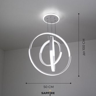 Светильник подвесной SAPFIR SPF-8576 БЕЛЫЙ D500+400+300/H1000/3/LED/2*85W без ПДУ TERRA 23-05.OTB