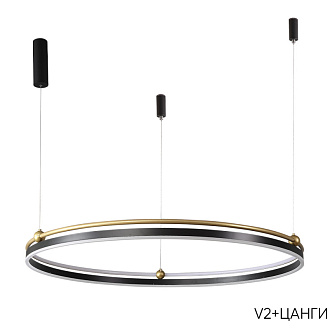 Светильник 100 см, 88W, 3000-6300K, Crystal Lux FERNANDO SP88W LED D1000 BLACK/GOLD, черный-золото