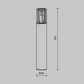 Садово-парковый светильник 12*75 см, 1*E27, 15W, Maytoni BARREL O453FL-01GF серый