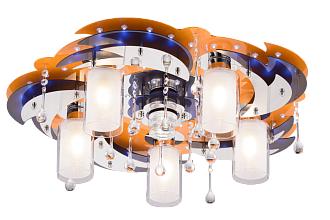 Люстра Ø660 x H180, мм, 5*40W (200W), OG+CR WT(Оранжевый+Хром) Sfera Sveta 8356/5+1 OG+CR WT