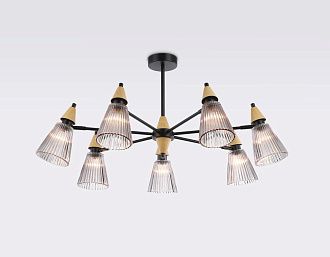 Люстра на штанге **19-39 см, 7*E14*40W, K, Ambrella Light High Light LH58116, черный, светлое дерево