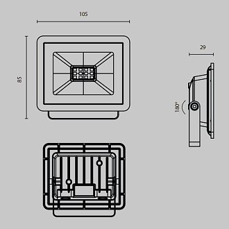 Прожектор 11 см, 10W, 6500K, Maytoni Flood FL001-L10B6K, черный