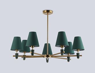 Люстра на штанге с абажурами и мрамором **25-58 см, 7*E14*40W, K, Ambrella Light High Light LH75053, латунь