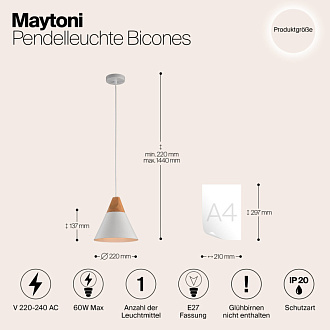 Подвесной светильник Maytoni Bicones P359-PL-01-W
