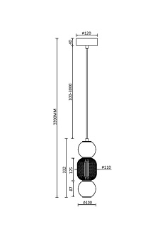 Подвесной светильник 12*12*339 см, LED, 16W, 3000К, Maytoni DROP MOD273PL-L16CH3K хром