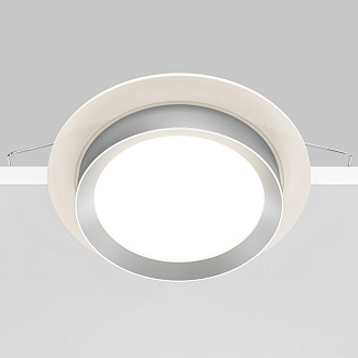 Светильник 11 см, Maytoni Downlight Hoop DL086-GX53-RD-WS, белый-серебро, вр 9,5 см