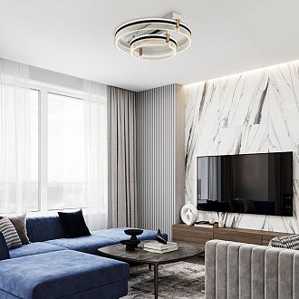 Потолочный светильник *50*20- см, *LED*107W, 3000-6000K, MODELIGHT  MDL.1057.530CL WH, Черный, Золото, Белый