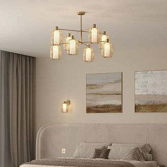 Светильник 87,5*87,5*60 см, 8*E14*60W, Eurosvet Voile 30192/8, золото, a069159