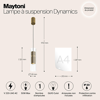 Светильник 8 см, Maytoni Dynamics MOD326PL-01MG, матовое золото