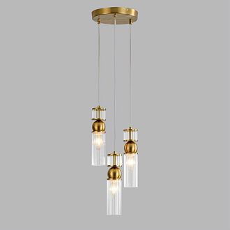 Подвес 22*22*222-222 см, 3*E14*40W, Lumion Denver LUM8276/3A, латунь