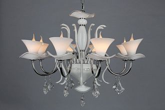 Люстра Omnilux OML-77403-08 диаметр 80см	хром/белый/прозрачный