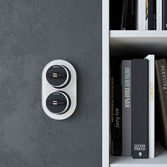 W5822051 Выключатель на 4 положения двухклавишный Vintage, черный матовыйхром Werkel, 4690389183164