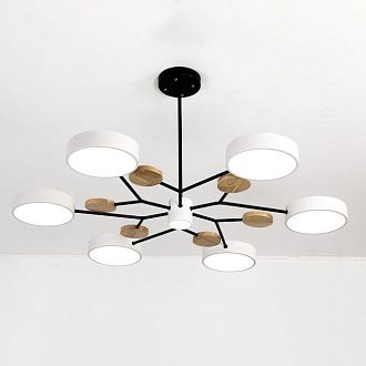 Люстра на штанге MEADE 7 lamps White 110*110*60 см, 7*LED*16W, 4000K, ImperiumLoft MEADE-01, Чёрный, Бежевый