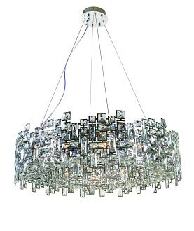 Люстра Ø800 x H200 (800), мм, 12*40W (480W), CHROME+CLEAR (Хром + Прозрачный Хрусталь) NewRgy 6055R/12A CHROME+CLEAR