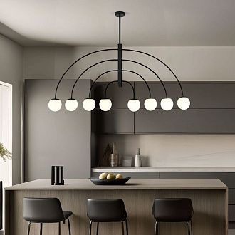 Светильник 145*13*70-150 см, 8*E27*40W, Eurosvet Cenacolo 30179/8, черный, a069122