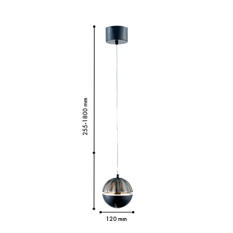 Подвесной светильник 12*180 см, 5W, Favourite Ballonger 4326-1P черный хром, стекло дымчато-серого цвета