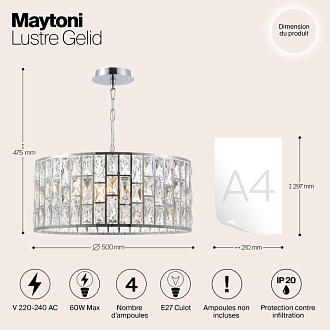 Светильник подвесной Maytoni Gelid MOD184-PL-04-CH, диаметр 50 см, хром