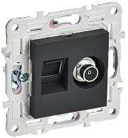 SKANDY Розетка двойная TV+RJ45 кат.5E SK-A14G граф. IEK, SK-AK20-1-K53
