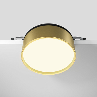 Встраиваемый светильник 12*12*6,6 см LED, 18W, 3000К, Maytoni Technical ONDA DL024-18W3K-BMG золото матовое, вр 11,7 см