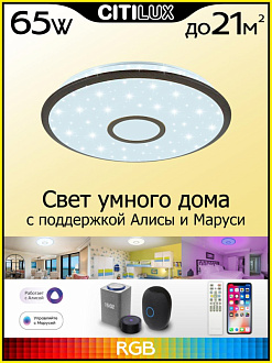 Светильник 51 см, 65W, 3000K-5500K Citilux Старлайт Смарт CL703A65G коричневый