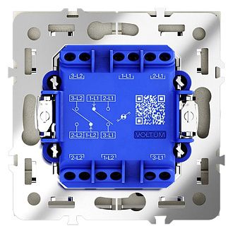 Проходной переключатель встраиваемый Voltum S70 двухклавишный с подсветкой 10А, сталь пластик Soft touch VLS020405