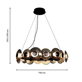 Подвесная люстра 70*29,5-159 см, 16*LED, 72W, 4000K, Favourite Claros 4642-16P, черный матовый