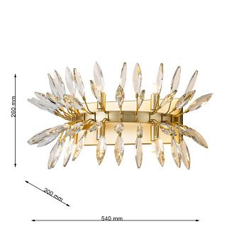 Бра Favourite Rays 4058-6W, D300*W540*H260, золота, источники света направлены вверх и вниз, декоративные элементы из прозрачного хрусталя миндалевидной формы, лампу G9 можно менять