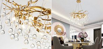 Подвесная люстра Droplet Chandelier 58*58*30 см, 6*G9*40W, ImperiumLoft 40.2697-0, Золотистый
