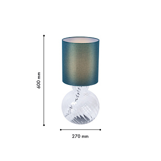 Настольная лампа 27*60 см, 60W, Favourite Ortus 4267-1T прозрачное стекло, бирюзово-синяя рогожка