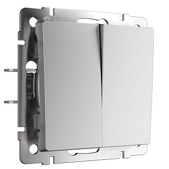 W1120065 Выключатель двухклавишный, серебряный матовый Werkel, 4690389195686