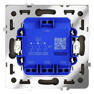 Выключатель встраиваемый Voltum S70 трехклавишный 10А, титан пластик Soft touch VLS030106