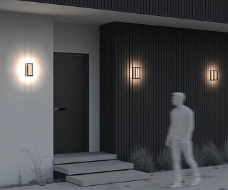 Уличный настенный светильник 25 см, 12W, 3000K, Maytoni Frame O527WL-L12B3K, черный