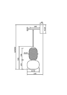 Светильник 62 см, 18W, 3000K, Maytoni MOD267WL-L18G3K, золото