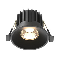 Встраиваемый светильник 8*8*6 см, LED, 12W, 3000К, Maytoni Technical ROUND DL058-12W3K-B черный, вр 7,5 см