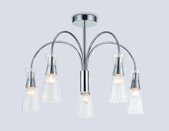 Люстра на штанге **44- см, 5*E14*40W, K, Ambrella Light High Light LH55651, хром