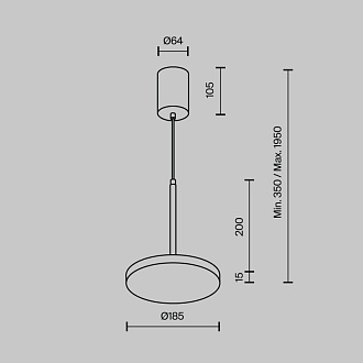 Подвесной светильник 18,5*18,5*195 см, LED, 12W, 3000К, Maytoni Technical PLATO P076PL-L12W3K-W белый
