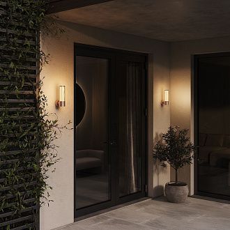 Уличный настенный светильник 27 см, 8W, 3000K, Maytoni Lit O593WL-L8BR3K, коричневый